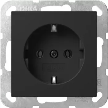 Prise SCHUKO Gira System 55 avec couvercle rabattable, noire, 4180005