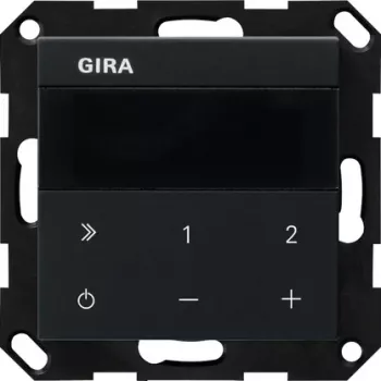 Radio internet encastrée GIRA 2320005 UP Radio IP System 55 avec DAB+ et FM, Bluetooth, Wi-Fi, multiroom, noir mat