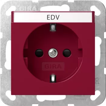 Prise SCHUKO Gira avec protection accrue contre le contact, System 55, rouge 4462108