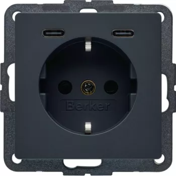 Prise Schuko HAGER BERKER 48156086 avec chargeur USB-C PD 20 W, blanc polaire mat