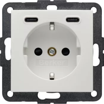 Prise SCHUKO Berker avec USB-C PD 20 W, S.1, blanc polaire brillant 48158989