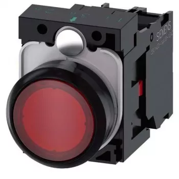 Bouton-poussoir lumineux Siemens SIRIUS ACT, appareil complet, plastique, rouge, 22 mm, 1NO+1NC, 24 V AC/DC LED 3SU1102-0AB20-1CA0