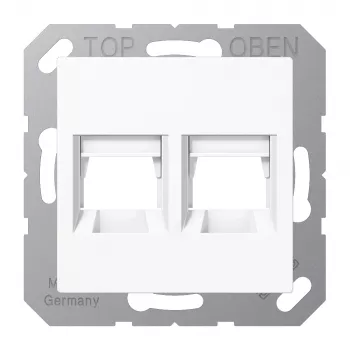 Plaque de recouvrement 2 postes Jung AS 500 pour AMP Modular Jack, blanc alpin A1569-2WEWW