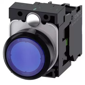 Bouton-poussoir lumineux complet SIRIUS ACT Siemens, plastique, bleu, 1NO+1NC, 24V AC/DC LED 3SU1102-0AB50-1BA0
