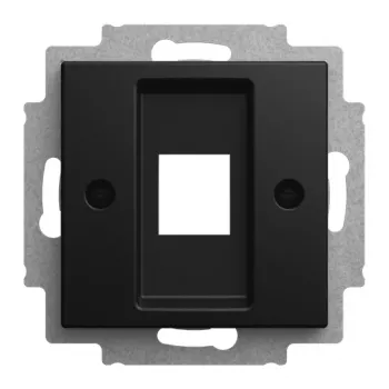 Plaque centrale 1 poste pour jack modulaire BUSCH-JAEGER avec anneau de support, noir mat 2CKA001753A0248