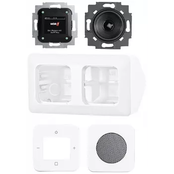 Ensemble complet Busch-Jaeger Busch-Radio DAB+ montage en angle 8250 AJ-214-101 blanc studio 2CKA008200A0235
