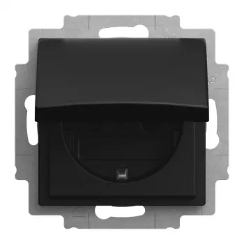Prise SCHUKO® Busch-Jaeger avec couvercle rabattable, noir mat (2CKA002013A5540)