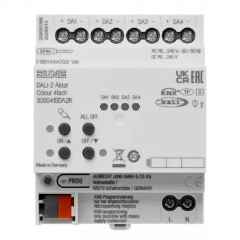 Actionneur JUNG KNX DALI-2 couleur 4 voies, rail DIN, 4 TE, Secure (300041SDA2R)