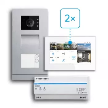 BUSCH-JAEGER 83-2FHA/SET Two-Family House Video Intercom Set, 2-Wire, Flush-Mounted 2CKA008300A1462