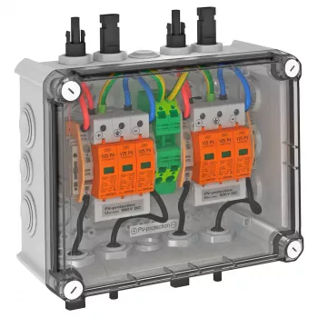 Solution système PV OBO VG-BC900S11 en coffret, 2x1 chaîne PV vers 2 sorties, parafoudre type 2, 900 V DC 5088565