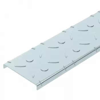 Plaque de recouvrement en tôle striée OBO Bettermann DBKR 100 FS pour chemins de câbles praticables, 100x3000 mm, acier, galvanisé en bande (6049119)