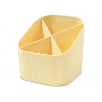 Pot à crayons HAN X-LOOP jaune pastel plastique 4 compartiments 111 x 111 x 105 mm 17238-815D