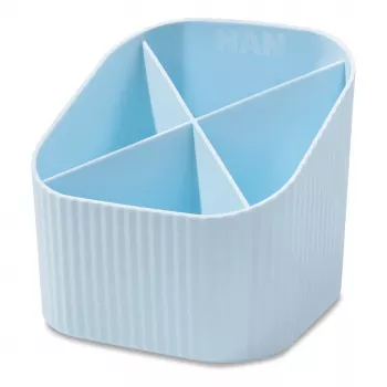 Pot à crayons HAN X-LOOP, bleu pastel, 4 compartiments, 11,1 x 11,1 x 10,5 cm 17238-884D