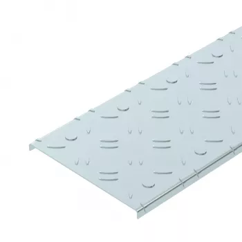 Plaque de recouvrement en tôle striée OBO Bettermann DBKR 200 FS pour chemins de câbles praticables, 200x3000 mm, galvanisée en bande (6049121)