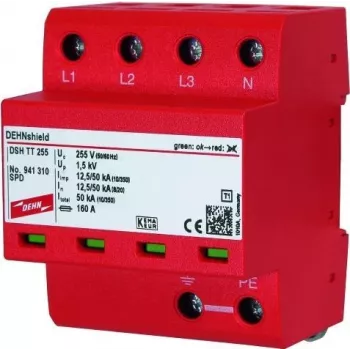 DEHN DSH TT 255 Parafoudre Type 2 1+1 pôles 230/400V 40kA rail DIN 941310