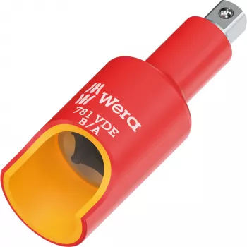 Adaptateur isolé VDE Wera 781 B/A, carré 3/8 inch vers hexagonale 1/4 inch, verrouillage mécanique 05024692001