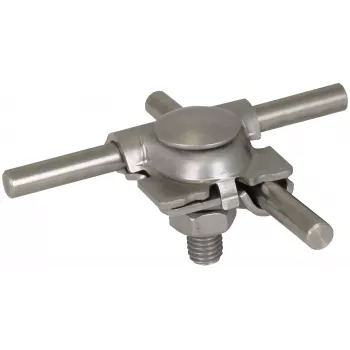 Bride DEHN MV en acier inoxydable V4A pour fil rond 8-10 mm, vis à tête bombée plate (391070)