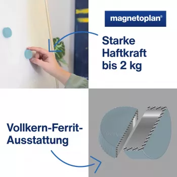 Aimant rond Discofix Magnum MAGNETOPLAN HOLTZ, bleu, ferrite noyau plein, force de maintien 2,0 kg (1660003)