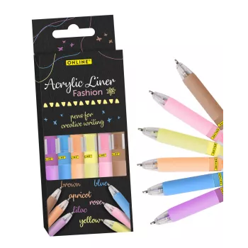 Marqueurs acryliques ONLINE Fashion couleurs assorties 1,0 mm, 6 pièces (18632/6)