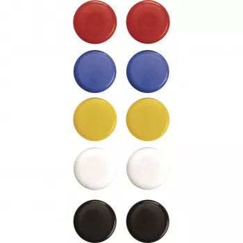 Magnetoplan Aimants de signalisation 20 mm, 10 pièces, couleurs assorties (rouge, bleu, jaune, vert, blanc) 16662