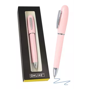 ONLINE Schreibgeräte Highway Rose stylo bille, encre noire, medium (M), corps métallique, mécanisme à pression 38188/3D