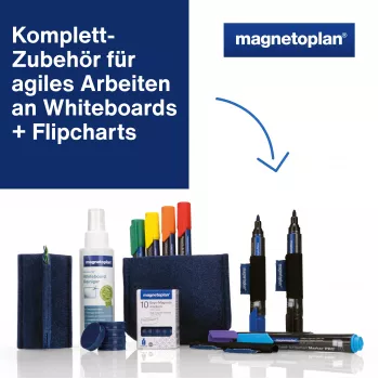 Kit essentiel pour tableau blanc magnetoplan HOLTZ bleu - effaceur et support magnétique (1230914)