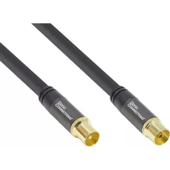 GoodConnections SmartFLEX câble d'antenne, coaxial IEC mâle vers femelle, doré, quadruple blindage, 120 dB, noir, 10 m (GC-M2057)