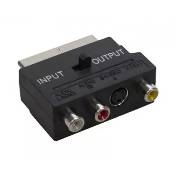 Adaptateur SCART vers 3x RCA + S-Video GoodConnections Alcasa 5525-3CU avec commutateur de direction, noir