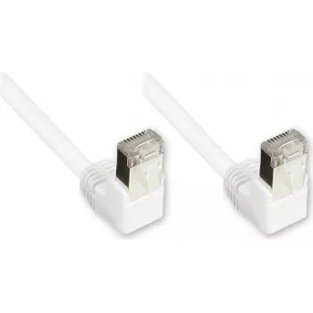 Câble patch Cat. 5e F/UTP Good Connections, blanc, 3 m, connecteurs RJ45 coudés à 90° vers le bas 805W-030WI