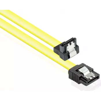 Câble SATA 6 Gbit/s GoodConnections avec clip métallique, coudé, 0,50 m, jaune 5047-AW05Y