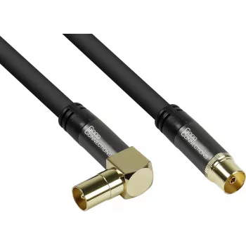 Câble d'antenne SAT Good Connections SmartFLEX, fiche coaxiale IEC coudée vers prise, plaqué or, quadruple blindage, blindage 120 dB, noir, 20 m (GC-M2079)