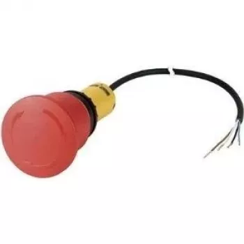 Eaton C22 bouton-poussoir d'arrêt d'urgence, 24 V AC/DC, 4 A, 2 NC, déverrouillage par rotation, IP69K, tête champignon rouge, collier jaune, 45 mm 185155