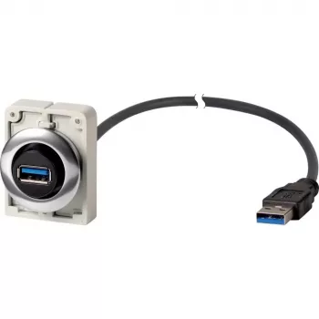 Eaton M30C-FUSB-60 prise USB 3.0 Type-A encastrable avec câble de 1,5 m, anneau frontal métallique Y7-187084