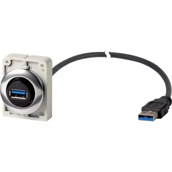 Eaton M30C-FUSB-60 prise USB 3.0 Type-A encastrable avec câble de 1,5 m, anneau frontal métallique Y7-187084