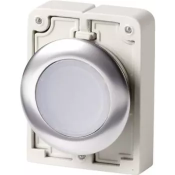 Eaton M30C-FDRL-W actionneur de bouton-poussoir rond plat, anneau chromé, blanc 182950