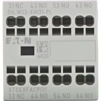 Eaton DILM32-XHI31-PI bloc de contacts auxiliaires, 3NO+1NC, 4A, bornes à vis, montage frontal pour contacteurs DILM7-DILM32 199312