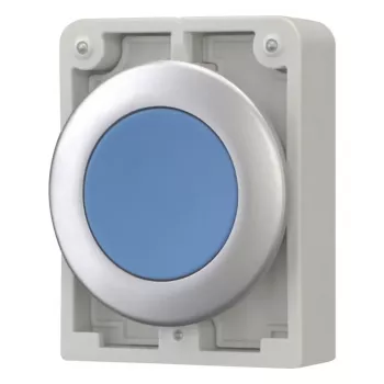 Bouton-poussoir Eaton M30C-FDR-B, plat, rond, chromé, bleu 182947