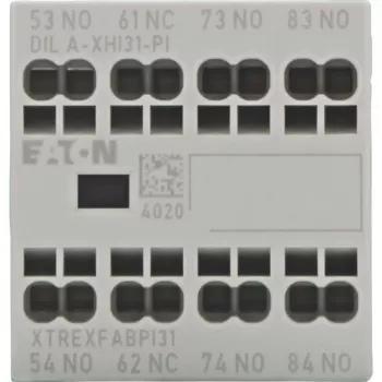 Eaton DILA-XHI31-PI bloc de contacts auxiliaires, 3NO+1NC, montage frontal, bornes à vis, pour contacteurs DILM7-DILM38 et relais DILA 199318