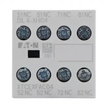 Eaton DILA-XHI04 bloc de contacts auxiliaires, 4 pôles, 2NO+2NC, montage frontal, bornes à vis, noir/blanc 276424