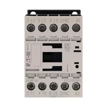 Contacteur de puissance Eaton DILM7-01, bobine 24 V AC, 3 pôles, 7 A, 1 contact auxiliaire NC 276572