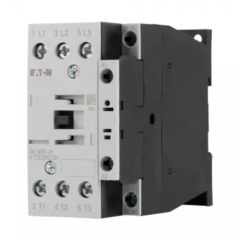Eaton DILM25-01(RDC24) contacteur 3 pôles, bobine 24 V DC, 25 A AC-3, 1 contact auxiliaire NC, IP00, noir/blanc 277178