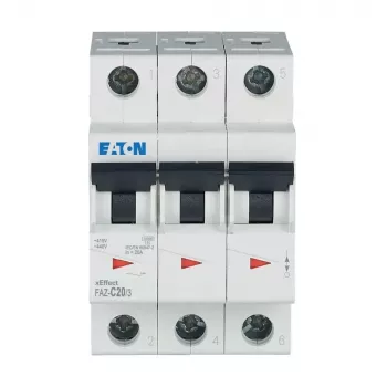 Disjoncteur miniature Eaton FAZ-C20/3, 3 pôles, 20 A, type C, 10 kA 278874