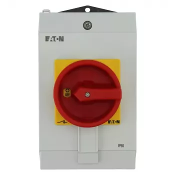 Interrupteur marche-arrêt Eaton P1-40/I2H/SVB avec arrêt d'urgence, verrouillable, 40 A, 690 V, 1 x 90°, gris/noir/rouge/jaune 199922