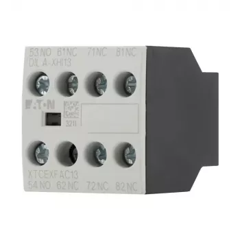 Eaton DILA-XHI13 bloc de contacts auxiliaires, 4 pôles, 1NO+3NC, bornes à vis, montage frontal, pour contacteurs DILM7-DILM38, noir/blanc 276425
