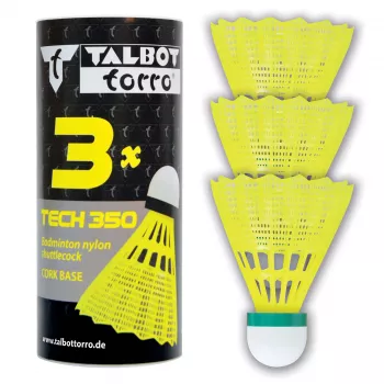 TALBOT torro Volant de badminton Tech 350, lent, jaune/vert, volant en nylon durable pour loisirs et entraînement - 1 pièce (479115)