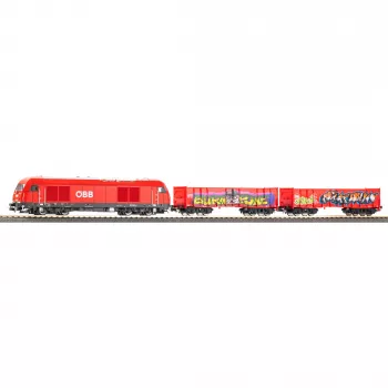 PIKO 57033 H0 coffret de démarrage enfants ÖBB train de marchandises Rh 2016 avec deux wagons tombereaux Eaos