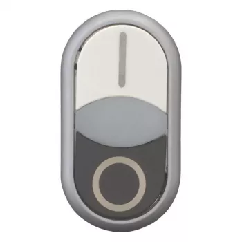 Eaton M22-DDLF-WS-X1 double bouton-poussoir, plat, lumineux, blanc/noir, 1NO+1NC, raccordement à vis 284816