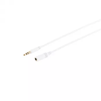 Câble de rallonge audio stéréo 3,5 mm Super Slim S CONN MAXIMUM CONNECTIVITY 33982-W, mâle vers femelle, doré, blanc, 1,5 m