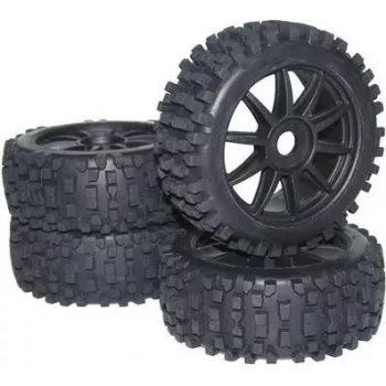 Roues complètes Reely 1:8 Buggy Big Core 10 rayons noires, 4 pièces (MV3693SBA3)