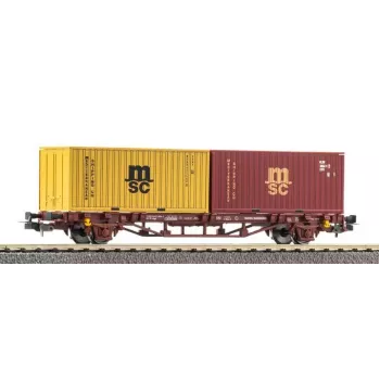 Wagon porte-conteneurs PIKO 27750 DC, DB AG, époque VI, Sgns 80', 2x conteneurs 40ft, H0